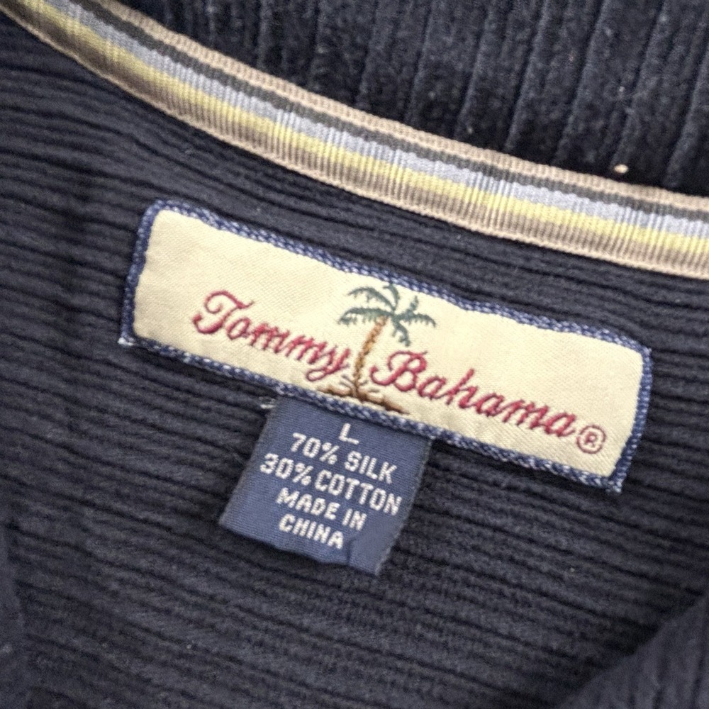Tommy Bahama Polo Shirt Adult Large Black Short Sleeve Silk Blend Casual Men's - Picture 12 of 14
